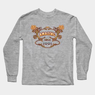 AMAZING SINCE 2002 vintage art nouveau retro 2000s Long Sleeve T-Shirt